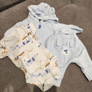 Carter's Cream and Blue Dog Print Outfit